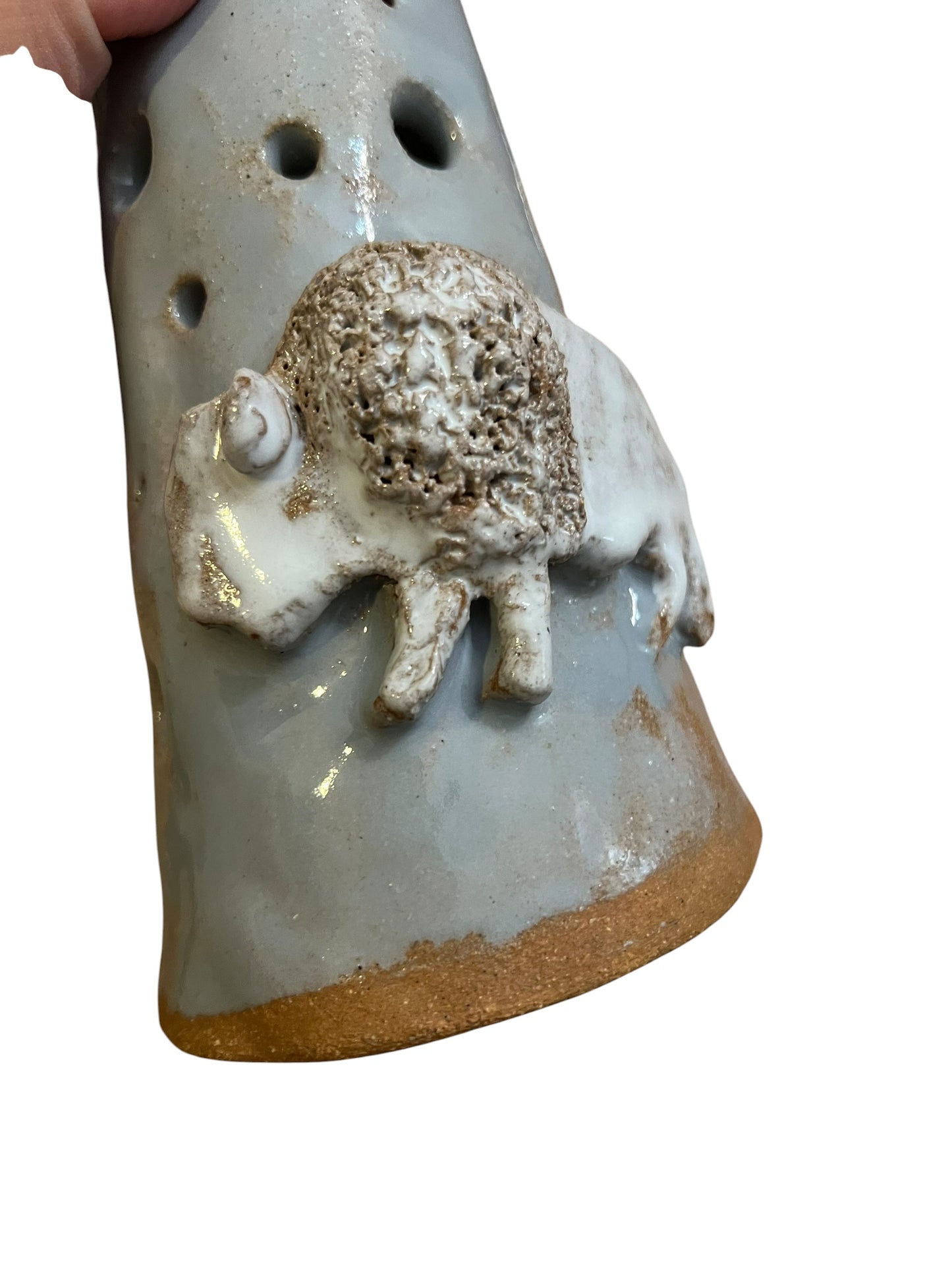 White Buffalo Moon Luminary (grey) | Handmade Ceramic Candle Holder