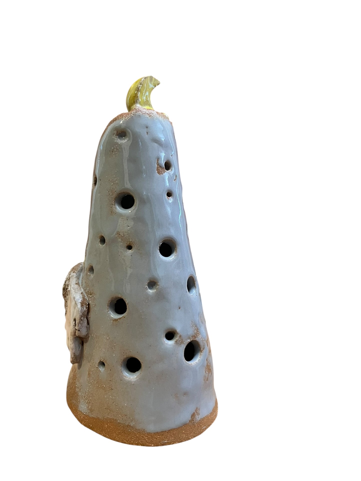 White Buffalo Moon Luminary (grey) | Handmade Ceramic Candle Holder