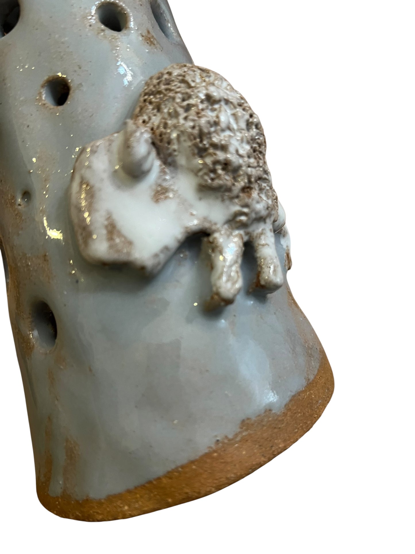White Buffalo Moon Luminary (grey) | Handmade Ceramic Candle Holder