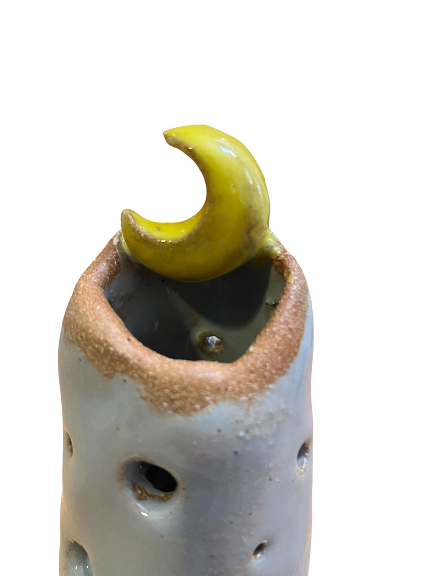 White Buffalo Moon Luminary (grey) | Handmade Ceramic Candle Holder
