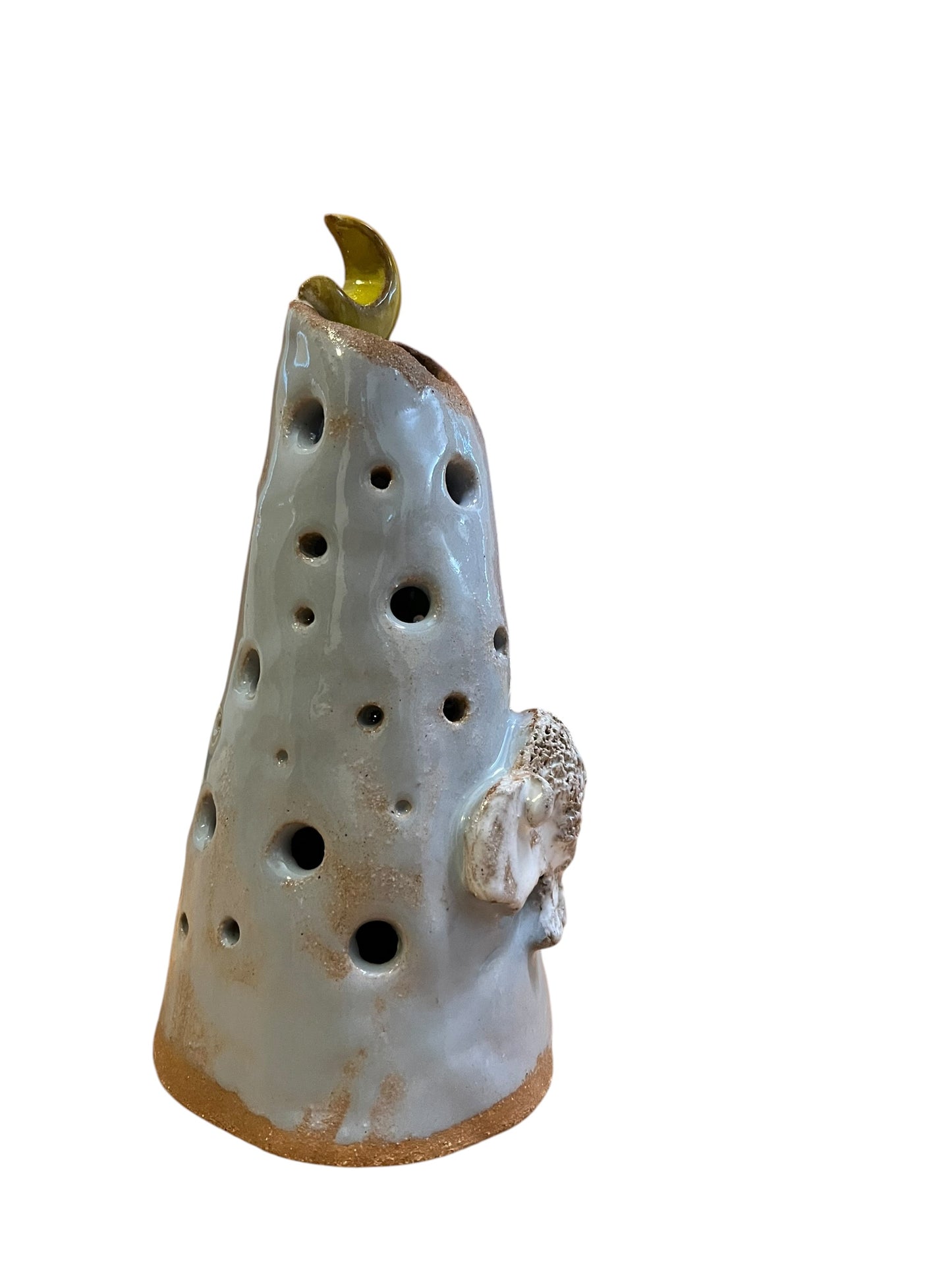 White Buffalo Moon Luminary (grey) | Handmade Ceramic Candle Holder