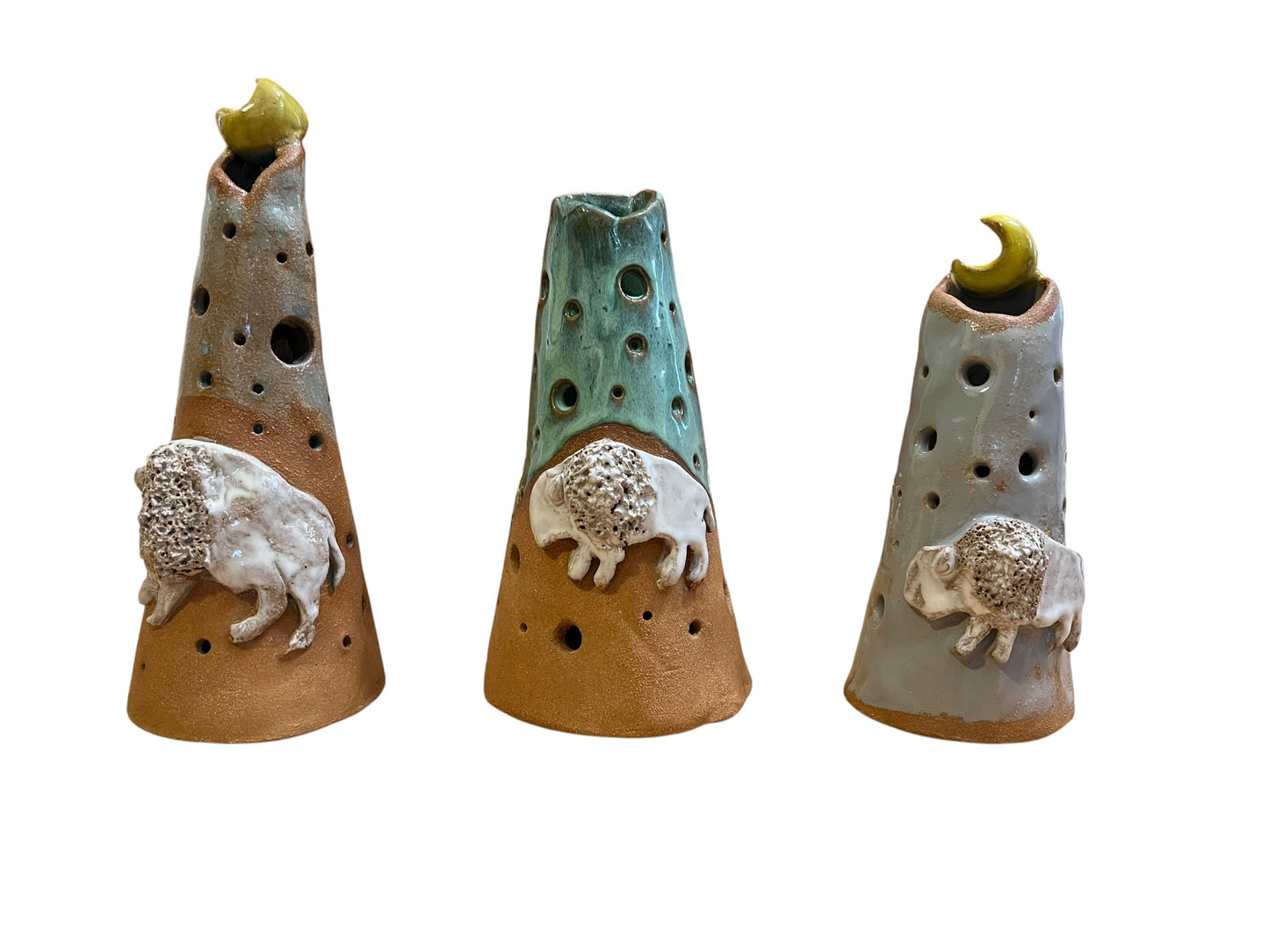 White Buffalo Moon Luminary | Handmade Ceramic Candle Holder