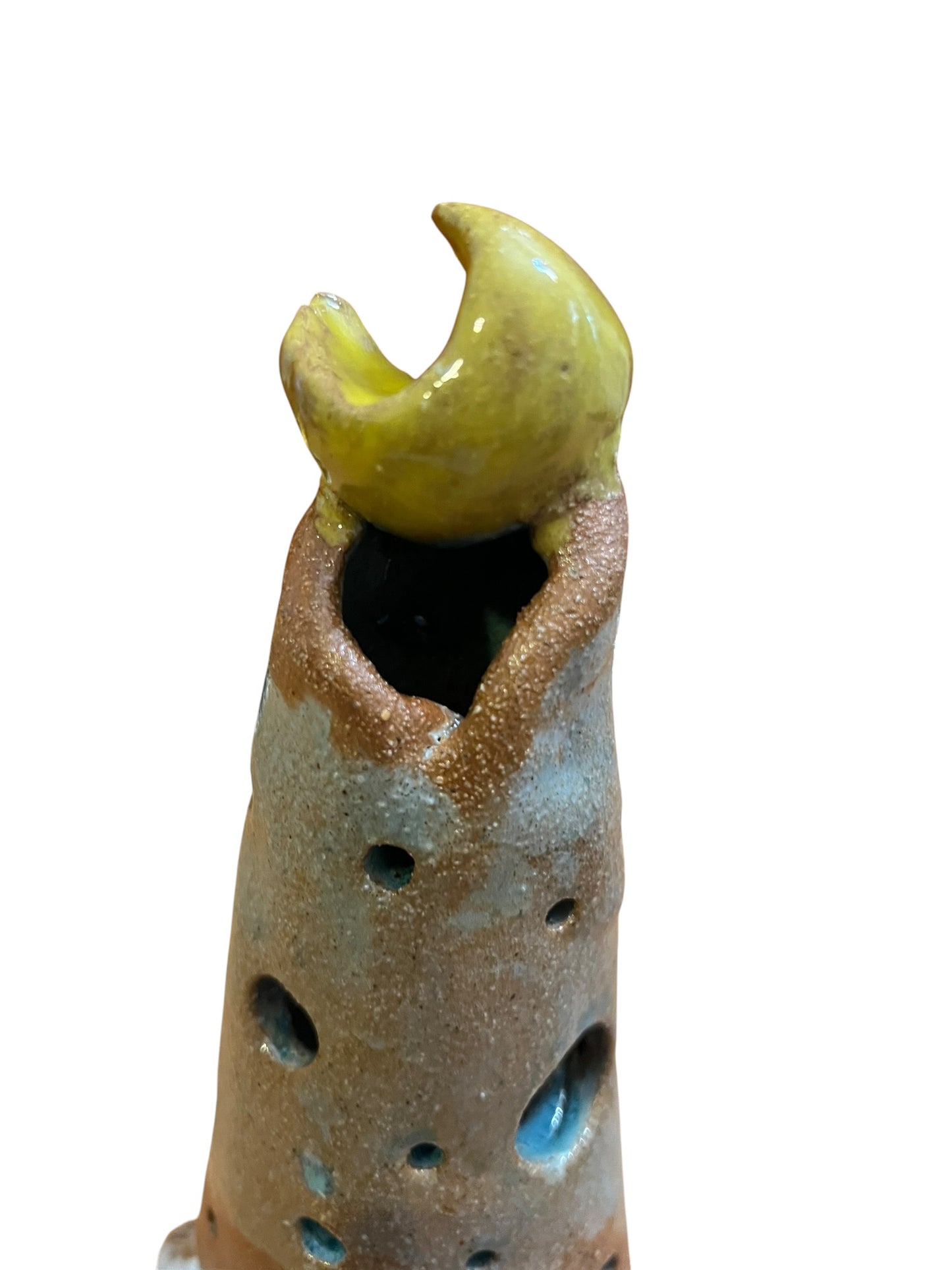 White Buffalo Moon Luminary | Handmade Ceramic Candle Holder