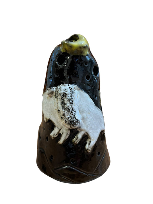 White Buffalo Moon Luminary ) | Handmade Ceramic Candle Holder