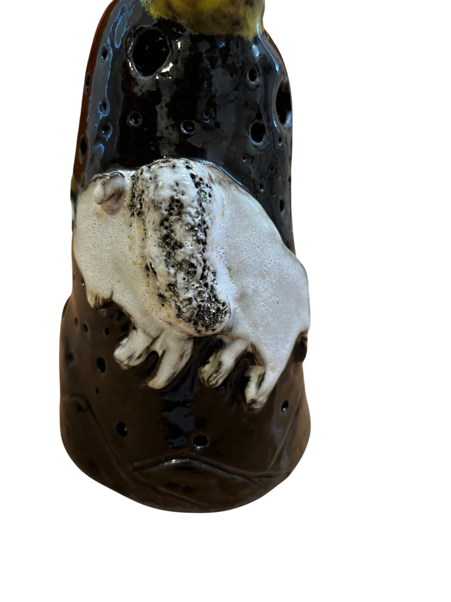 White Buffalo Moon Luminary ) | Handmade Ceramic Candle Holder