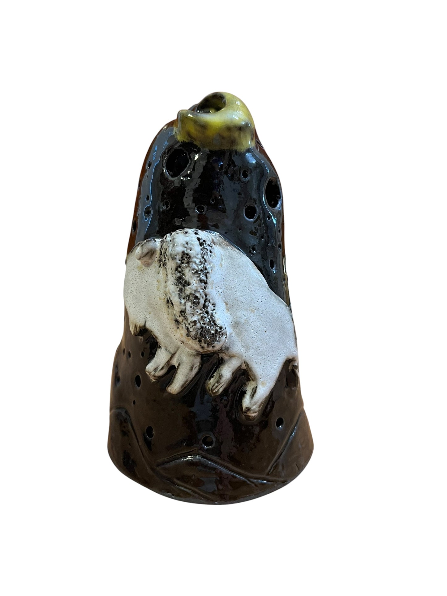 White Buffalo Moon Luminary ) | Handmade Ceramic Candle Holder