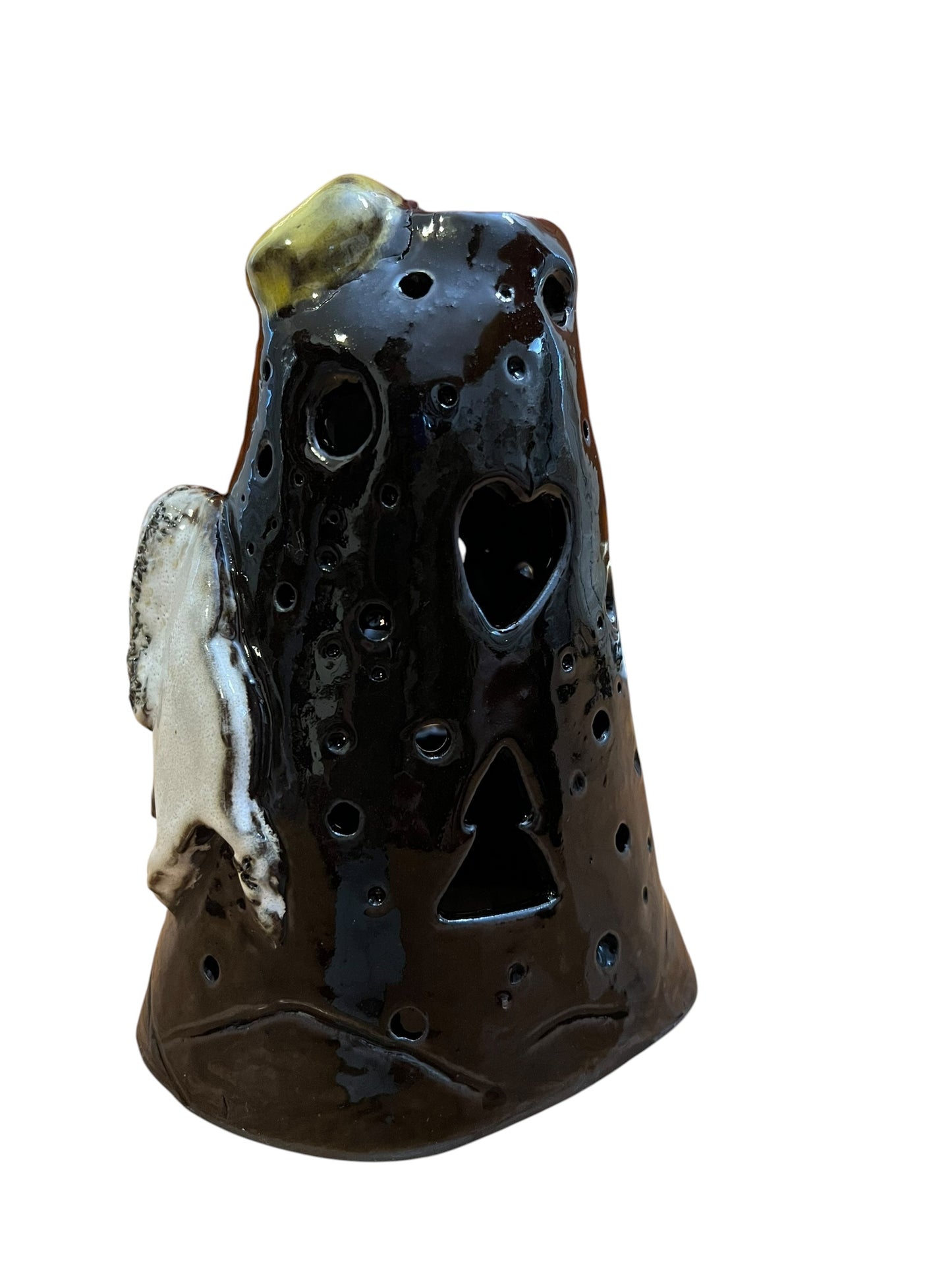 White Buffalo Moon Luminary ) | Handmade Ceramic Candle Holder