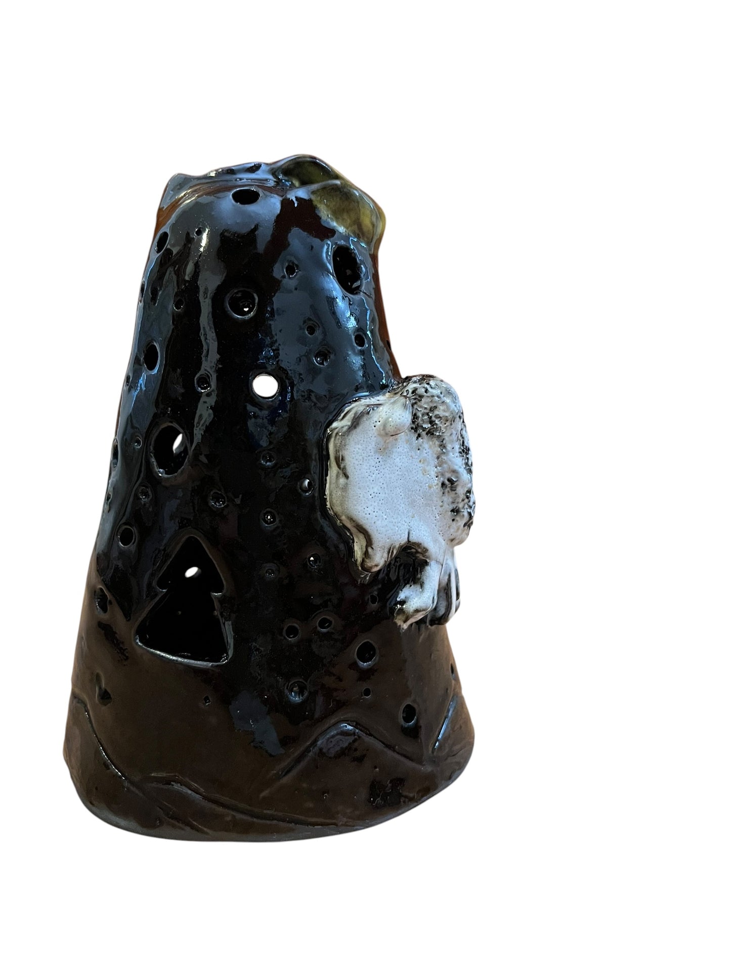 White Buffalo Moon Luminary ) | Handmade Ceramic Candle Holder